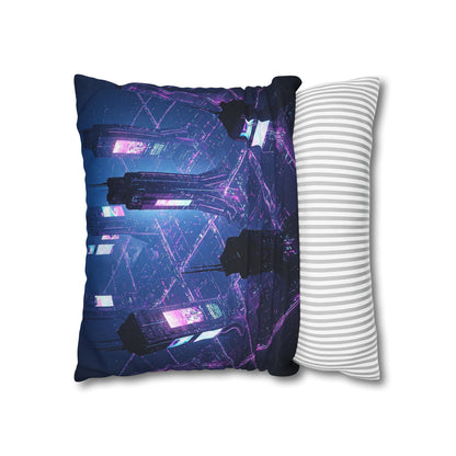 Futuristic Cityscape Pillowcase, Home Decor, Throw Pillow Cover, Gift for Gamers, Cyberpunk Vibe, Modern Bedroom Accent