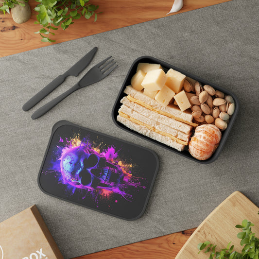 Vibrant Skull Bento Box with Utensils, Cool Lunch Container, Funky Meal Prep, Unique Gift for Food Lovers, School Lunches, Halloween