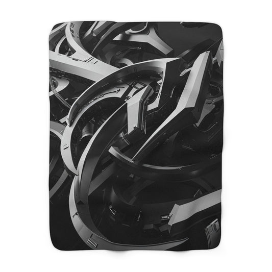 Modern Geometric Sherpa Fleece Blanket, Cozy Gift for Home