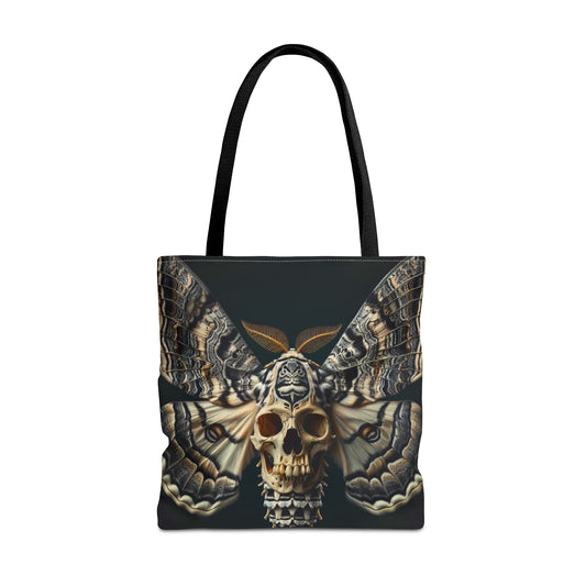 Gothic Skull Moth Tote Bag, Edgy Eco-Friendly Tote, Artsy Shopping Bag, Unique Gift for Halloween, Boho Tote for Nature Lovers