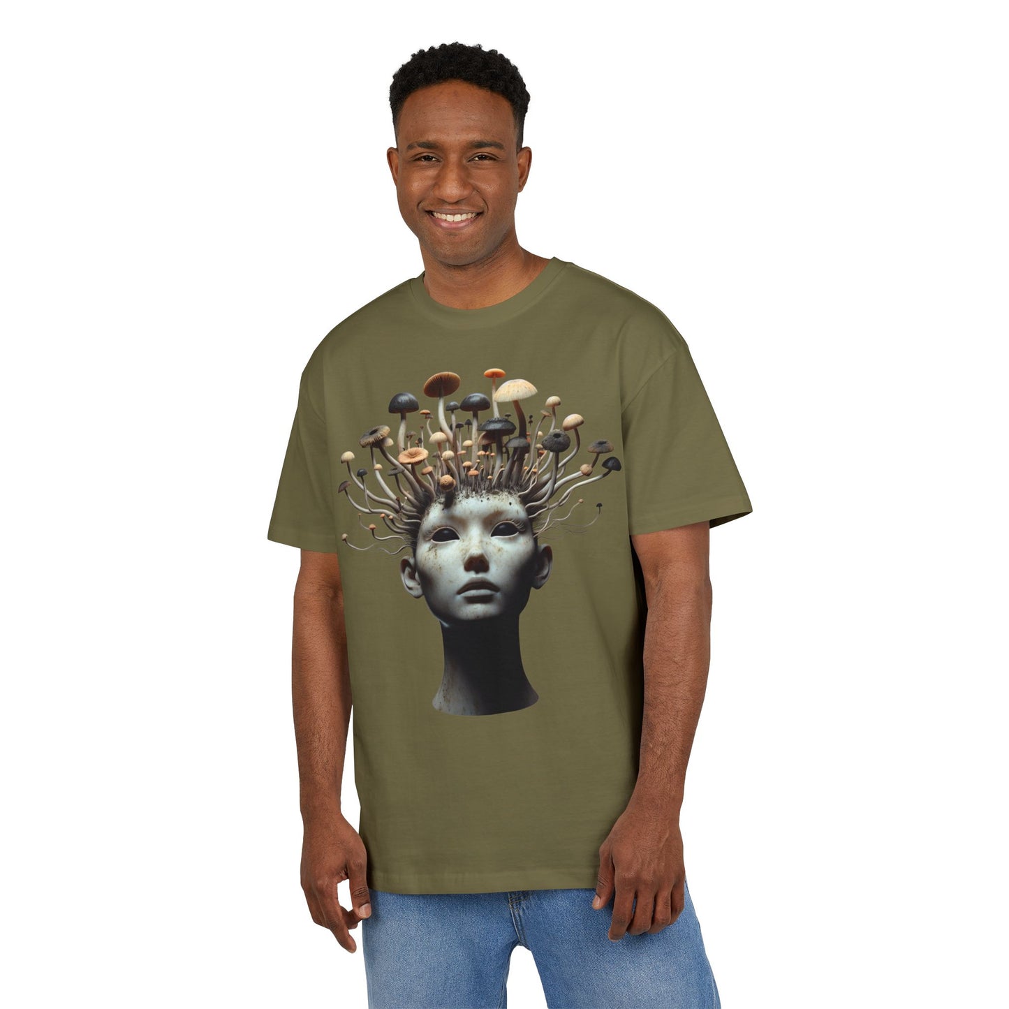 Unisex Heavy Oversize Tee - Artistic Mushroom Graphic Tee