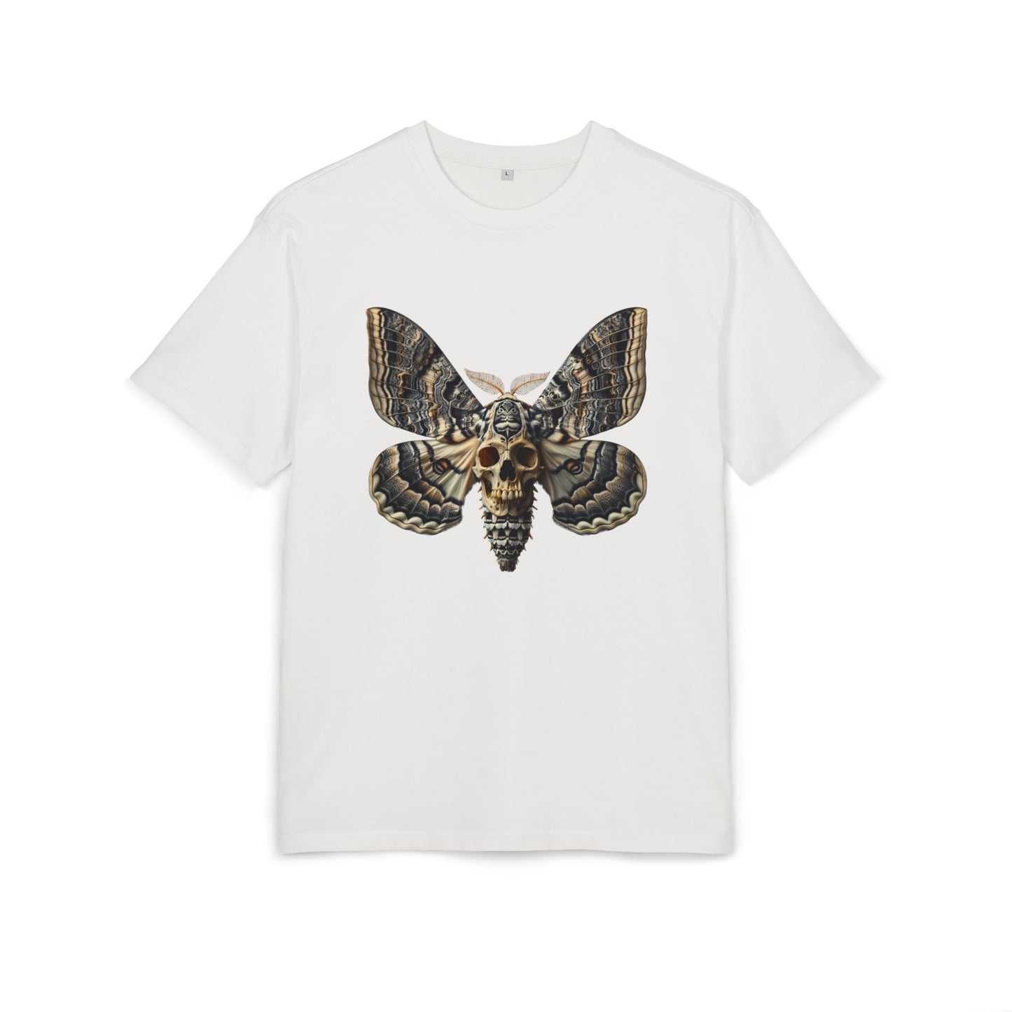Unisex Oversize Tee with Skull Moth Design - Edgy Graphic Shirt