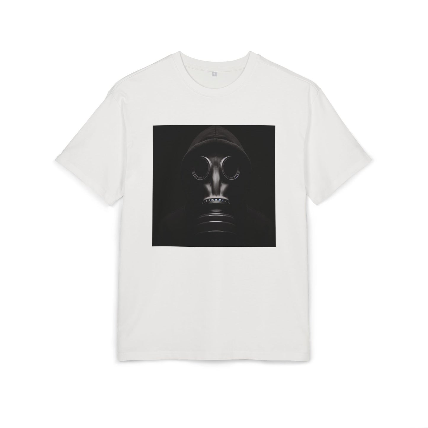 Unisex Heavy Oversize Tee with Bold Gas Mask Design, Streetwear, Artistic Tee, Gift for Trendsetters, Casual Wear, Grunge Fashion