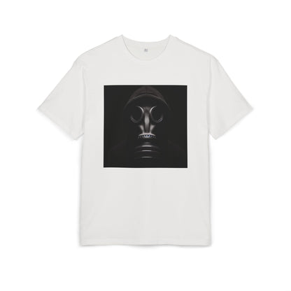 Unisex Heavy Oversize Tee with Bold Gas Mask Design, Streetwear, Artistic Tee, Gift for Trendsetters, Casual Wear, Grunge Fashion