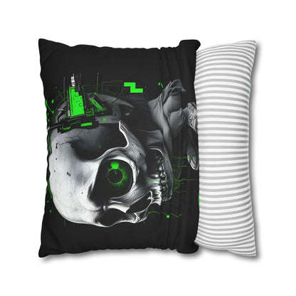 Edgy Skull Pillowcase | Gaming Decor, Modern Home Accent, Halloween Gift, Unique Couch Pillow, Cyberpunk Style