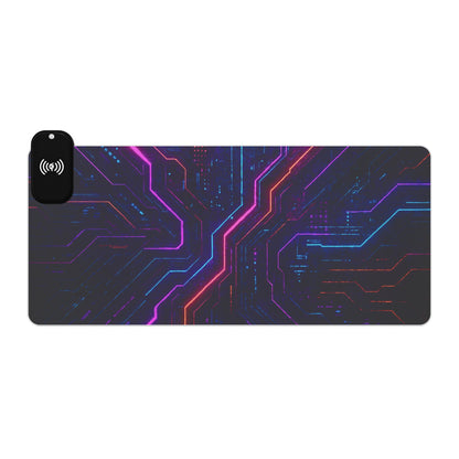 LED Gaming Mouse Pad with Wireless Charging - Futuristic Tech Design, Gamer Accessories, Desk Decor, Birthday Gifts, Game Night Essentials
