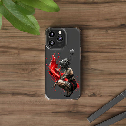 Dystopian Art Clear Phone Case - Futuristic Style with Bold Design