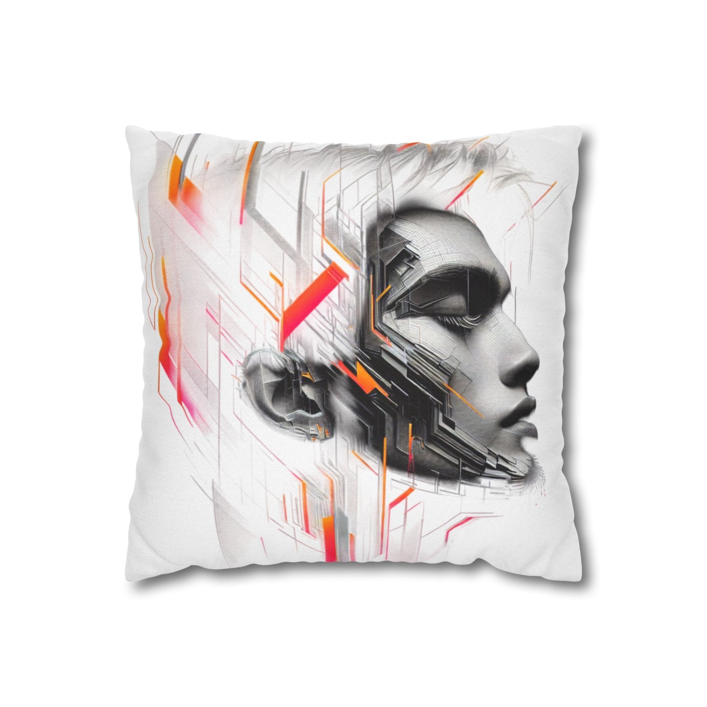 Futuristic Art Pillowcase - Modern Home Decor, Geometric Throw Pillow, Gift for Tech Lovers, Contemporary Accent Cushion