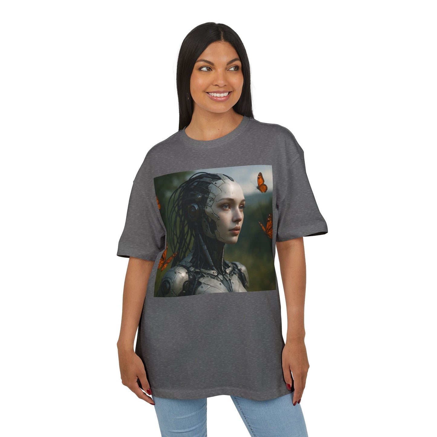 Futuristic Robot Graphic Tee, Oversize T-Shirt, Unisex Relaxed Fit Shirt, Casual Wear, Gift for Tech Lovers