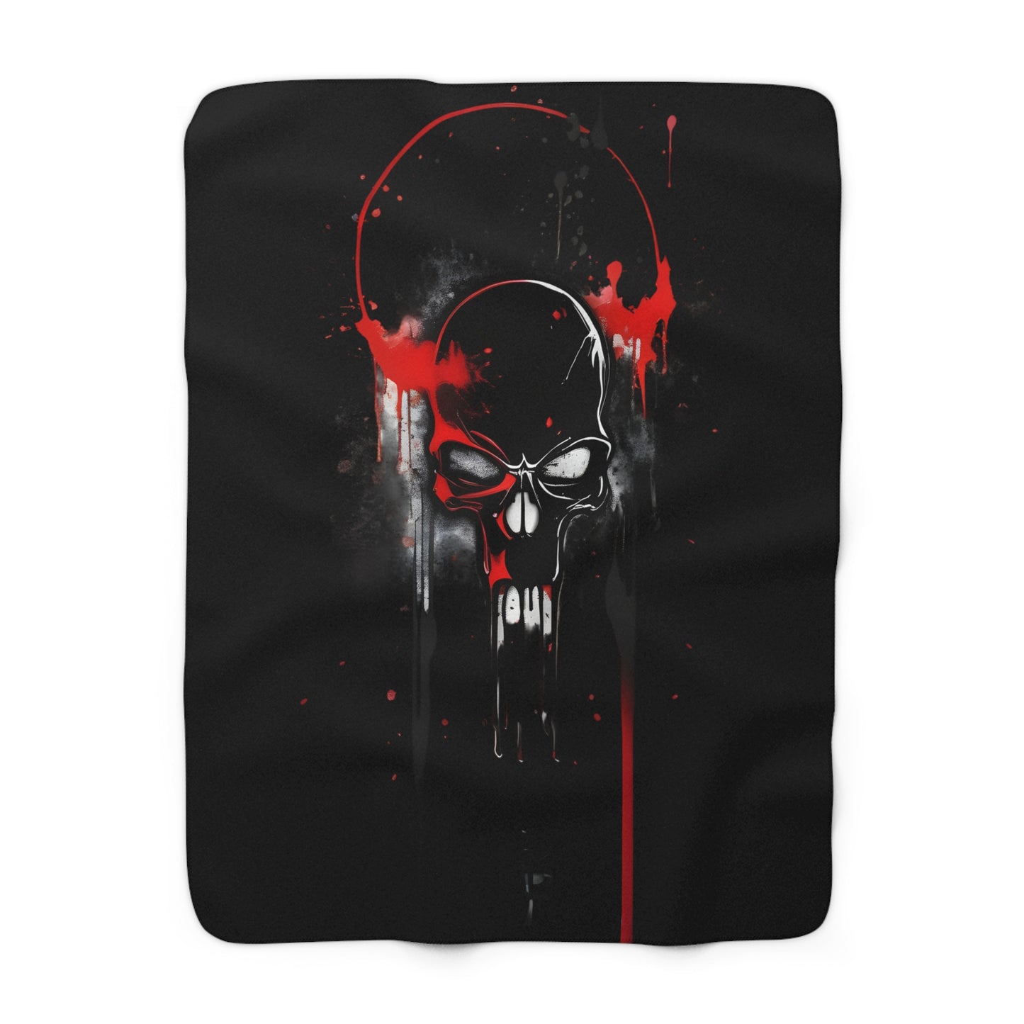 Sherpa Fleece Blanket with Dark Skull Horror Design
