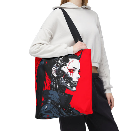 Edgy Graphic Tote Bag, Cyberpunk Artwork, Fashionable Tote, Unique Gift, Eco-Friendly Bag, Everyday Use