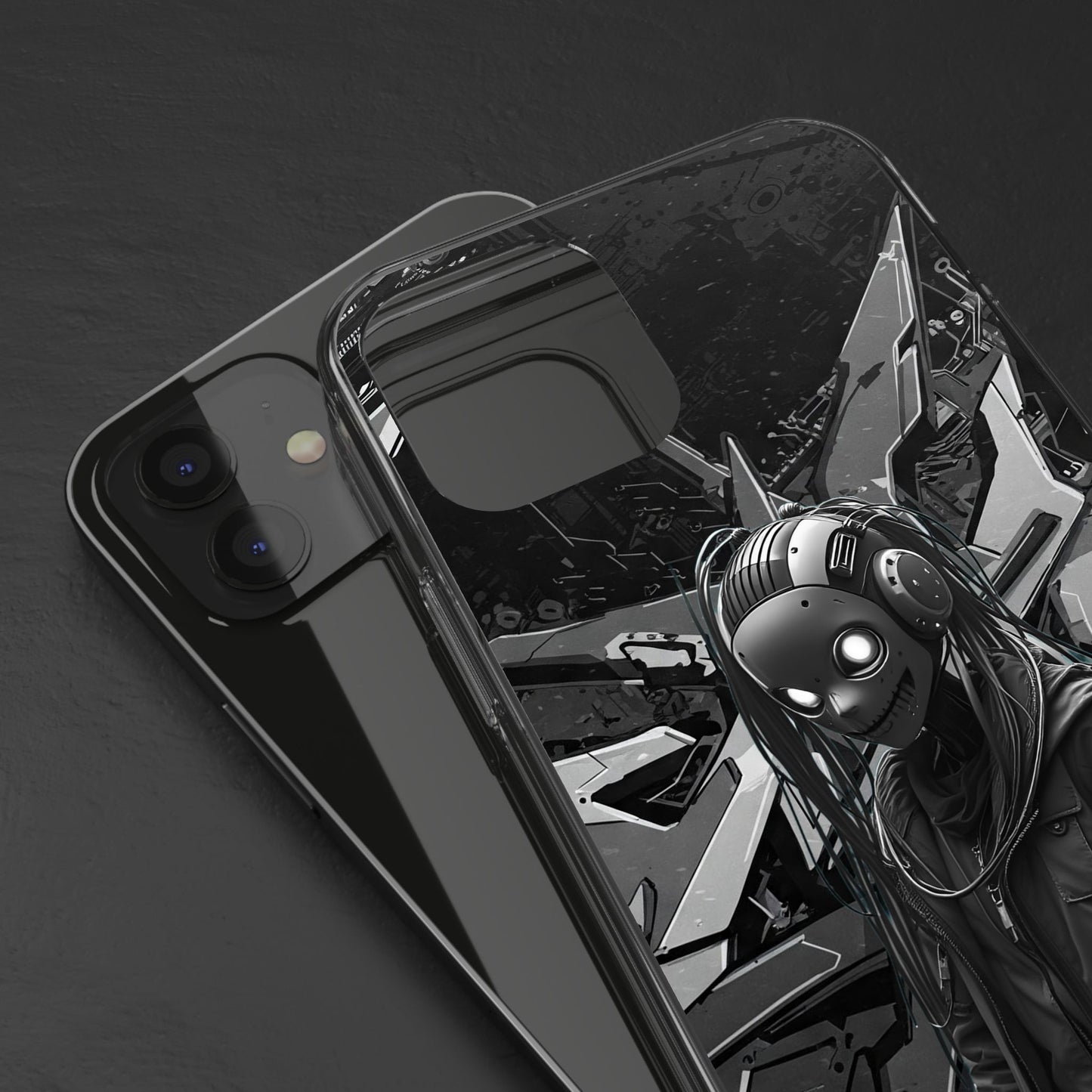 Anime-Inspired Clear Phone Case - Edgy Streetwear Style