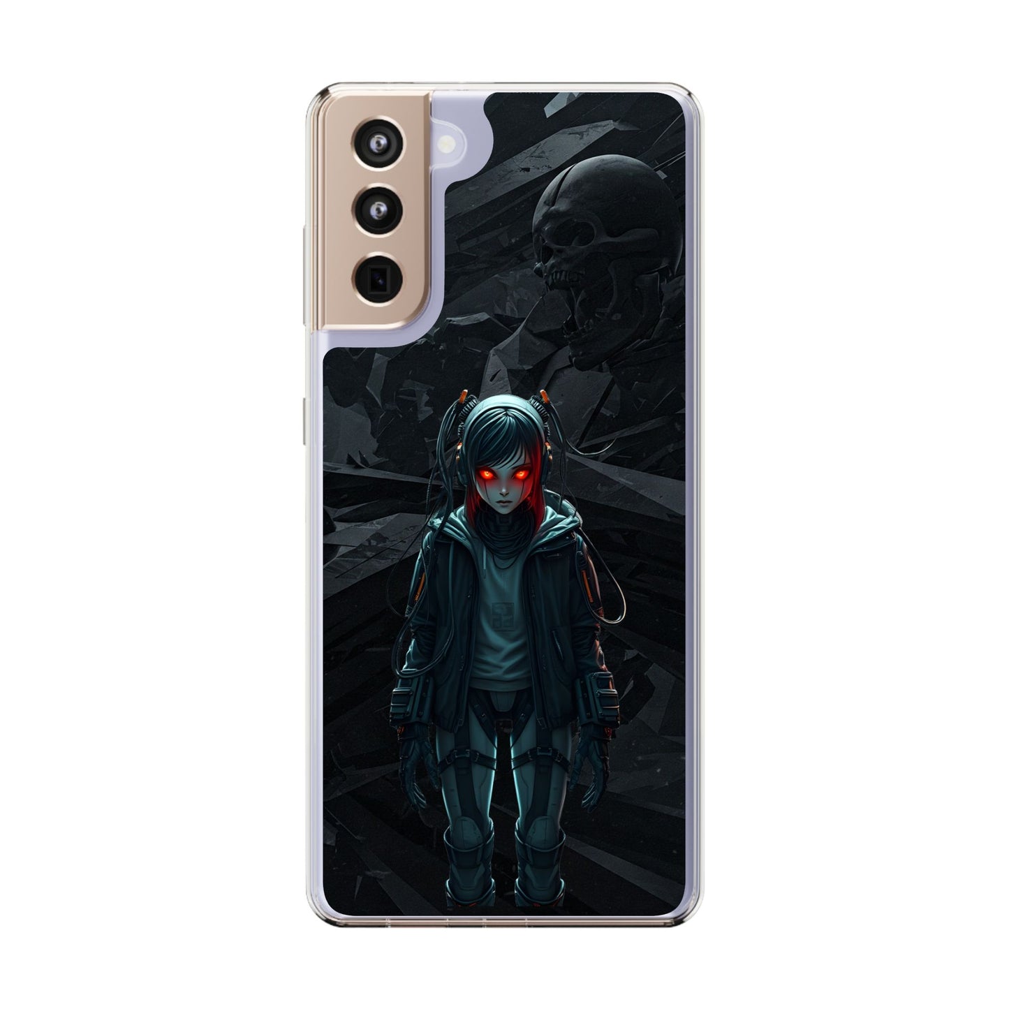 Futuristic Clear Phone Case with Cyberpunk Design - Edgy and Stylish