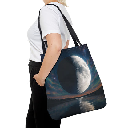 Lunar Dreams Tote Bag, Cosmic Canvas Bag, Astrology Gift, Celestial Purse, Boho Moon Tote, Night Sky Shopping Bag