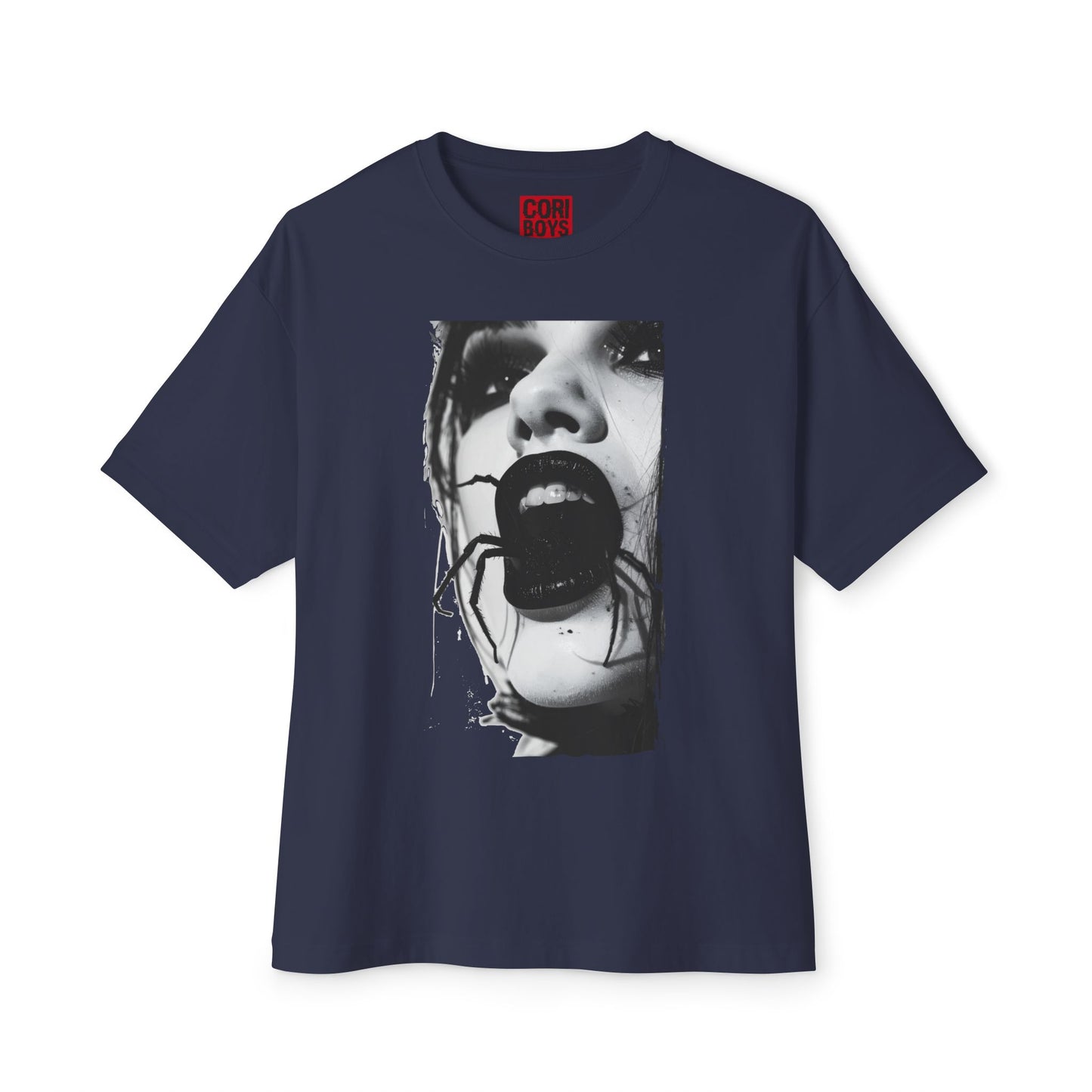 Spooky Spider Graphic Tee, Unisex Oversized Black Widow Shirt, Halloween Apparel, Creepy Casual Wear, Unique Gift Idea
