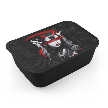 Gothic Bento Box with Utensils, Unique Lunch Container, Kawaii Bento, Anime Style Lunchbox, Gift for Food Lovers, Dark Aesthetic