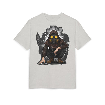 Gothic Gas Mask Unisex Heavy Oversize Tee, Streetwear Graphic Tee, Casual T-Shirt, Halloween Costume Top, Unique Gift Idea