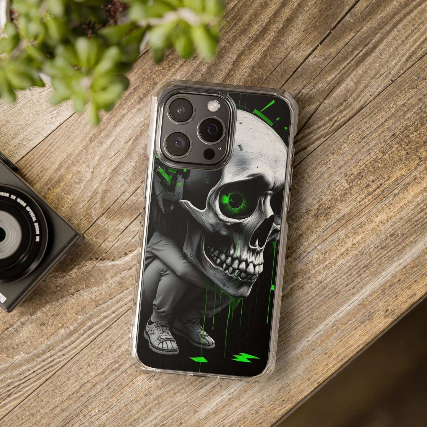 Edgy Skull Phone Case - Magnetic Clear Impact Cases, Unique Phone Cover, Goth Accessory, Halloween Gift, Stylish Tech Protection