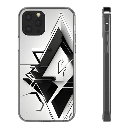 Clear Phone Case with Abstract Edgy Design Print