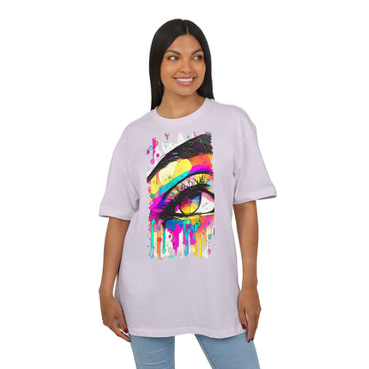 Vibrant Eye Art Oversized Tee, Unisex Heavy Tee for Creative Souls, Art Lovers Gift, Colorful Graphic Shirt, Festival Attire