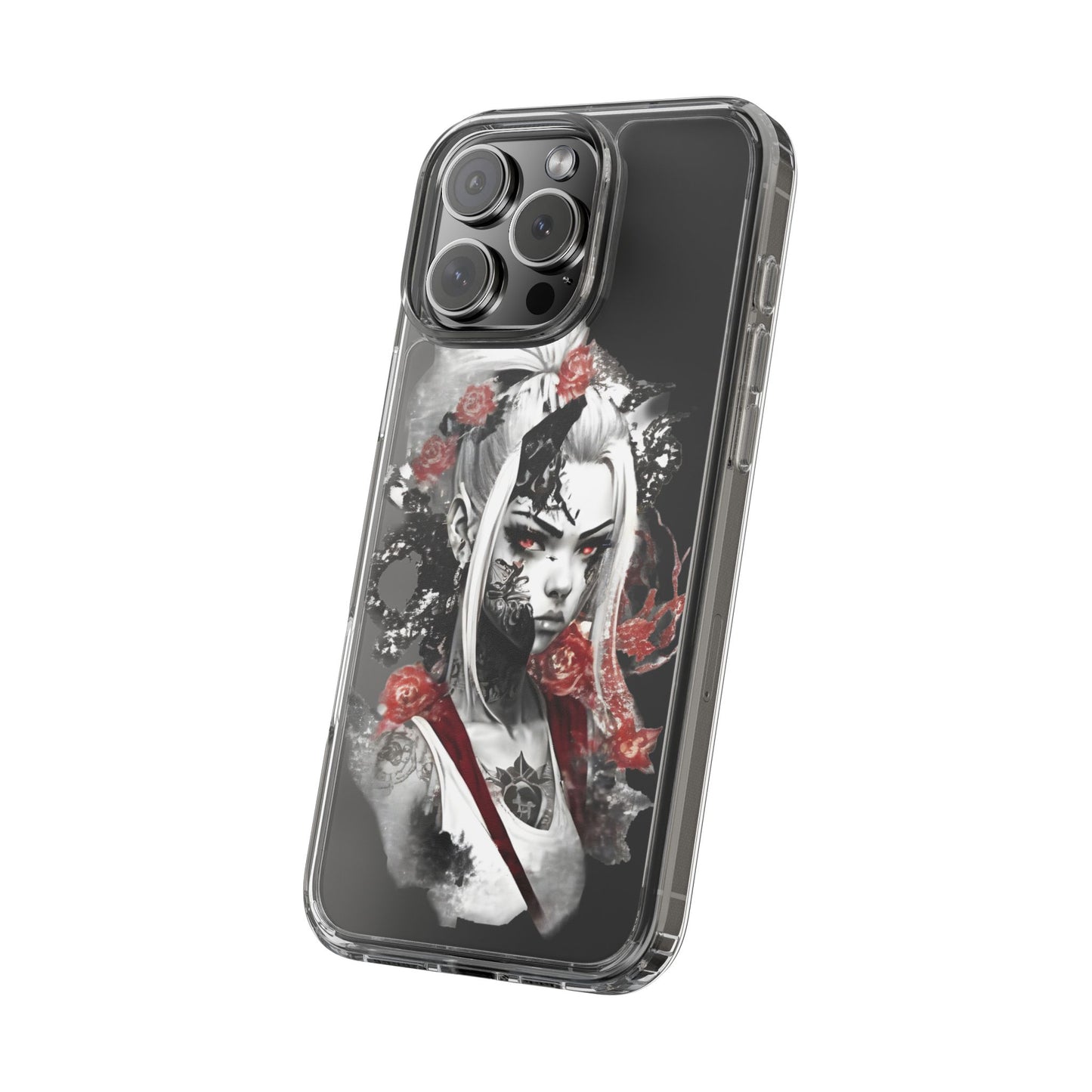 Artistic Clear Phone Case with Floral Design