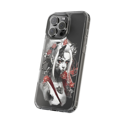 Artistic Clear Phone Case with Floral Design