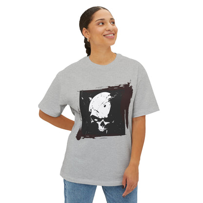 Edgy Skull Graphic Tee | Unisex Oversized Boxy Tee for Casual Wear, Halloween, Street Style, Gift for Him/Her, Unique Fashion