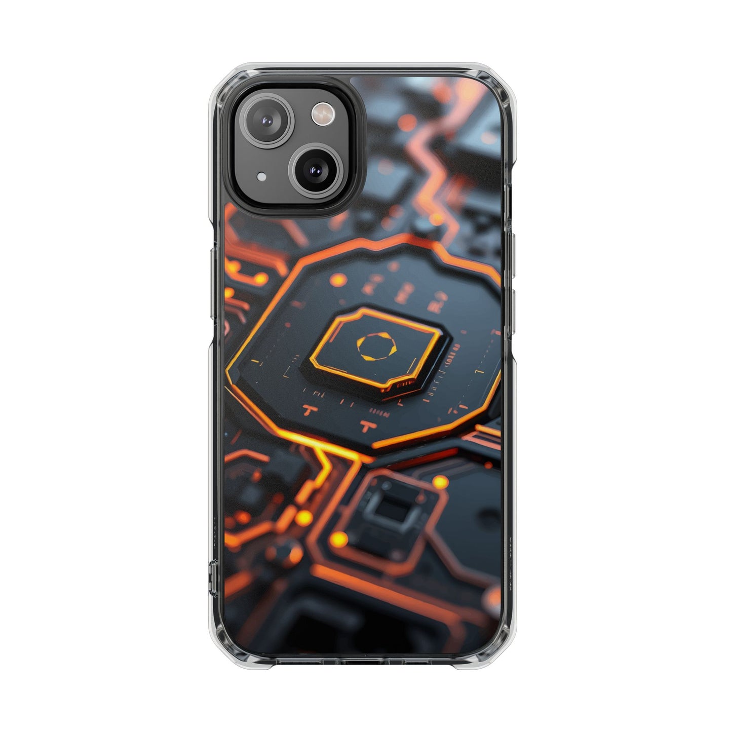 Futuristic Magnetic Phone Case, Clear Impact Case, Stylish Tech Accessory, Gifts for Tech Enthusiasts, Unique Phone Cover
