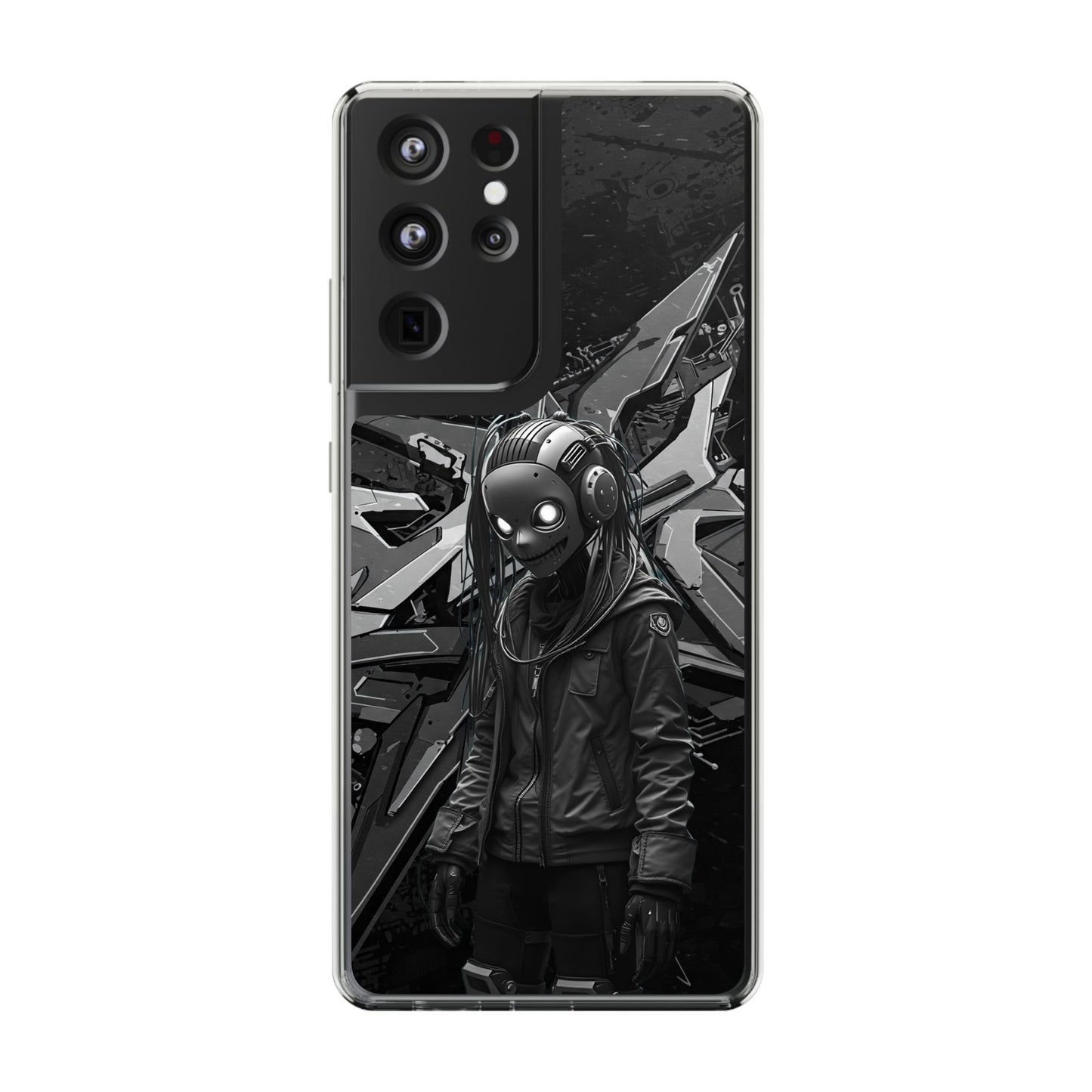 Anime-Inspired Clear Phone Case - Edgy Streetwear Style