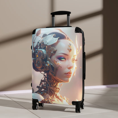 Futuristic Travel Suitcase with Robotic Design, Stylish Luggage, Carry-On Bag for Modern Travelers, Unique Gift for Adventurers