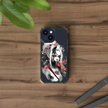 Artistic Clear Phone Case with Floral Design