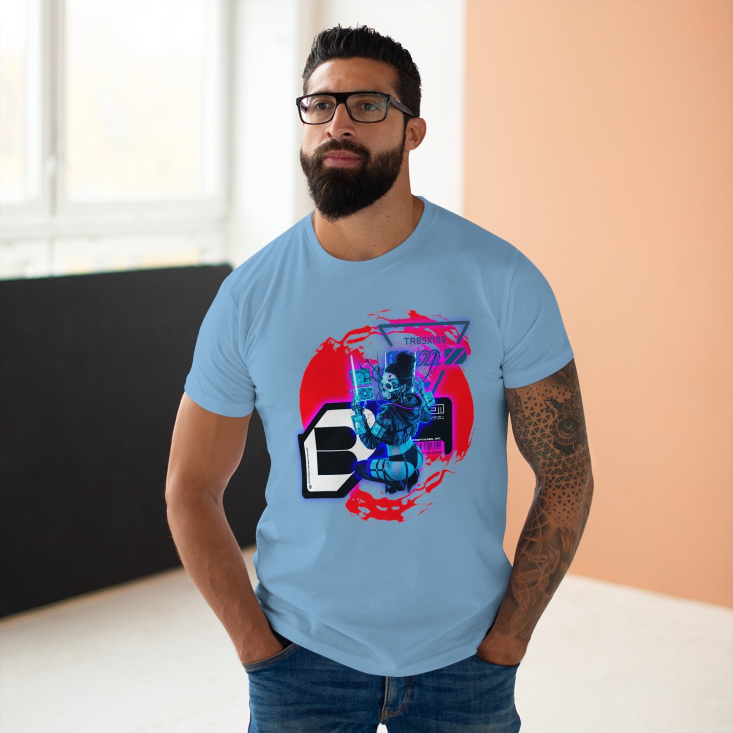 Futuristic Graphic Tee, Urban Outfit, Cyberpunk Style T-shirt, Men's Streetwear, Casual Wear, Gift for Tech Lovers