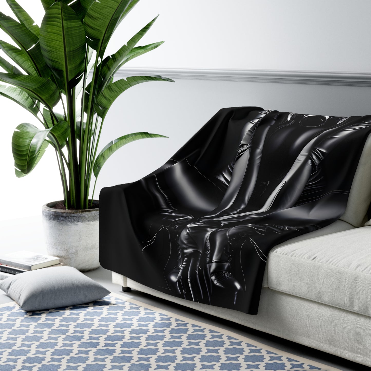 Sherpa Fleece Blanket with Dark Cyber Horror Design