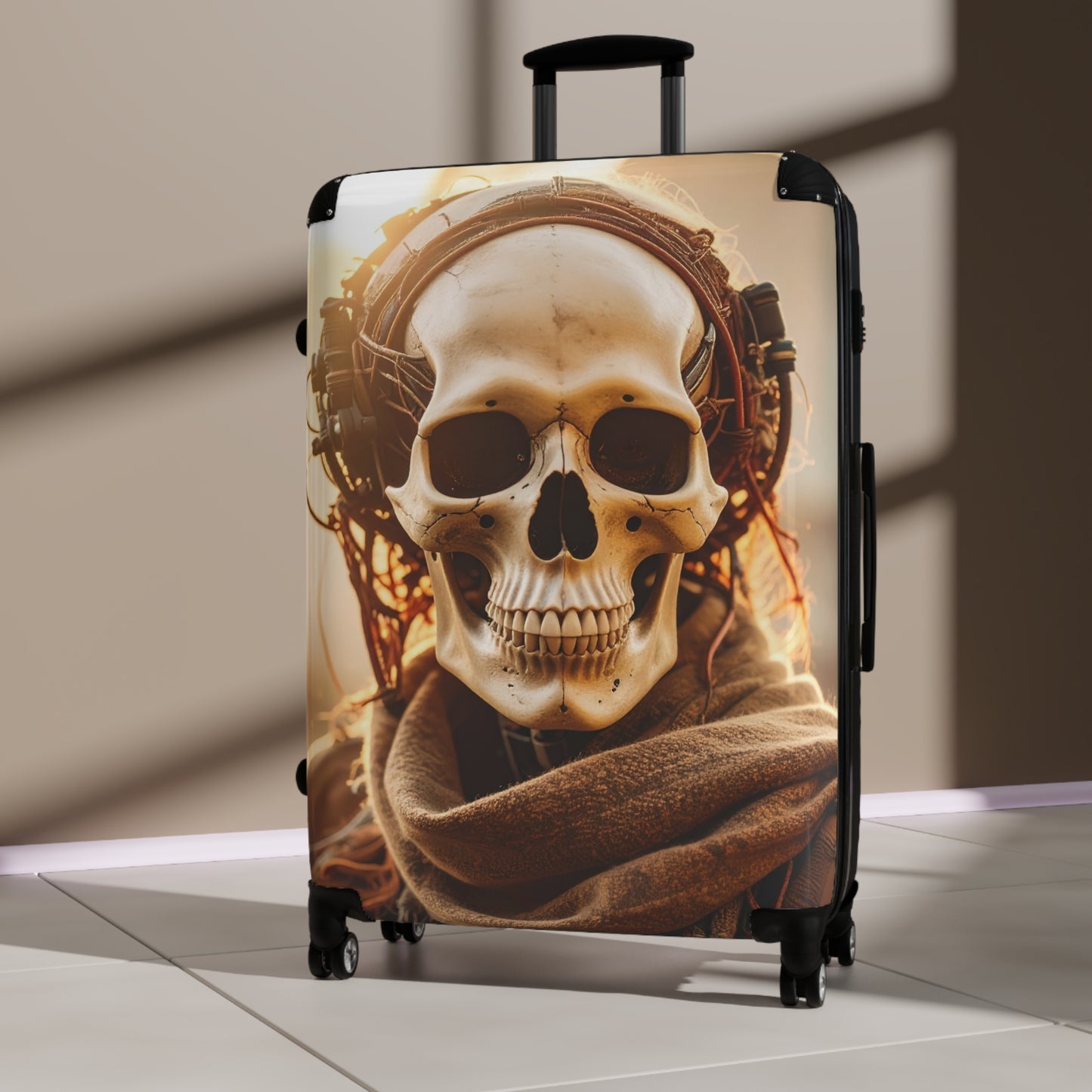 Stylish Skull Suitcase - Unique Travel Luggage for Adventurers, Halloween Travel, Vintage Boho Style, Skull Design, Gifts for Travelers