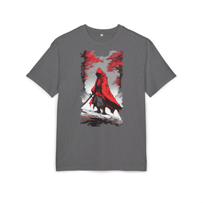 Stylish Unisex Heavy Oversize Tee - Red Hooded Figure Design, Graphic Tee, Casual Wear, Streetwear, Gifts for Men and Women