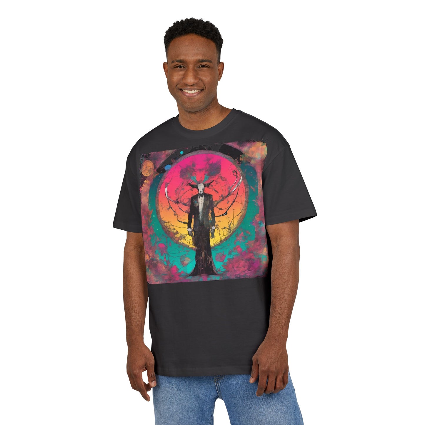 Vibrant Artistic Oversize Tee - Unisex Heavyweight T-Shirt, Bohemian Style, Gift for Art Lovers, Festival Wear, Casual Chic