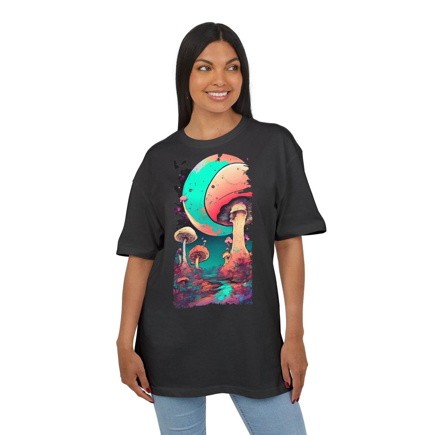 Cosmic Mushroom Graphic Tee, Unisex Oversized Shirt, Boho Vibe Top, Festival Wear, Unique Gift for Nature Lovers, Relaxed Fit Shirt