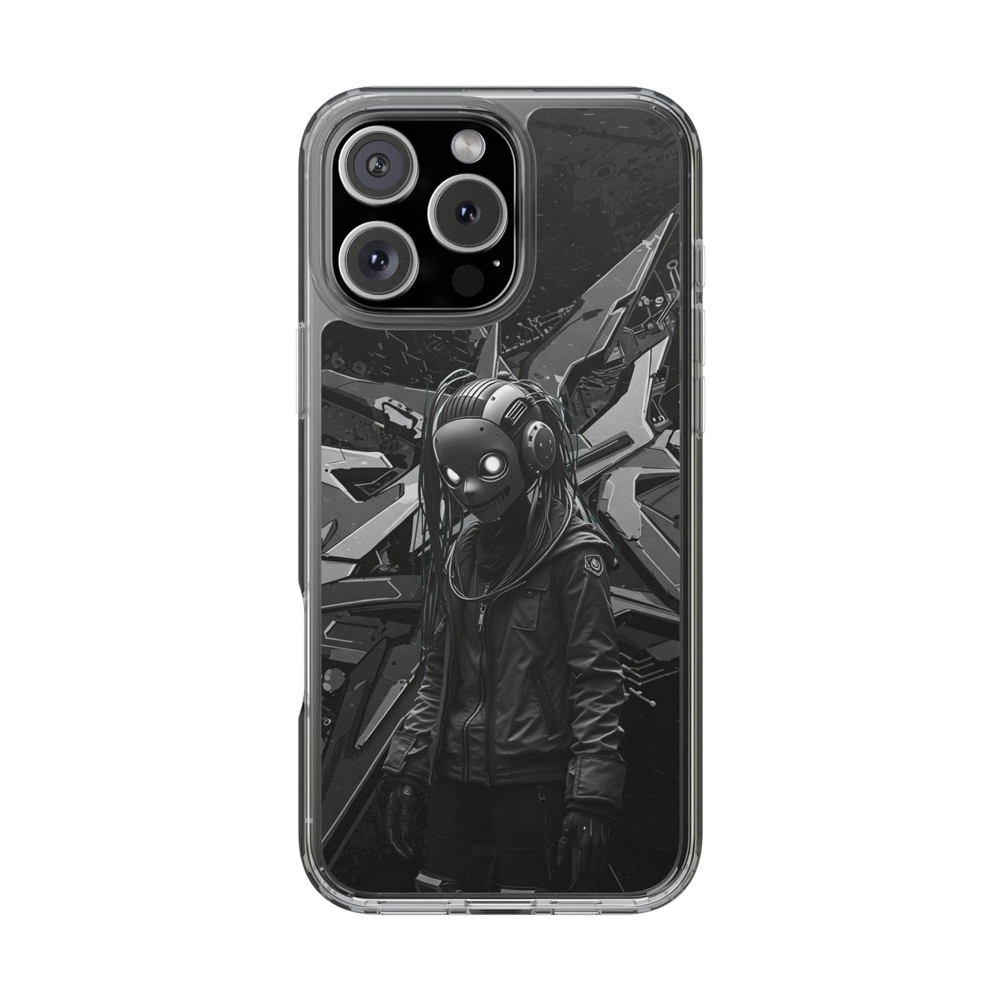 Anime-Inspired Clear Phone Case - Edgy Streetwear Style