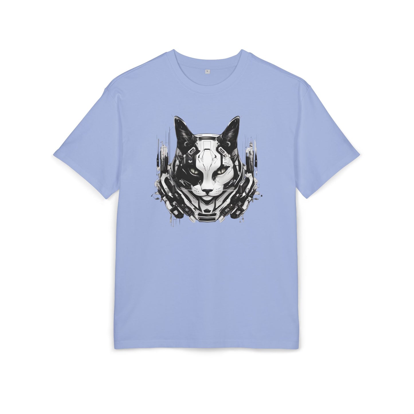 Cyber Cat Graphic Tee - Unisex Oversized T-Shirt, Cool Streetwear, Gift for Cat Lovers, Futuristic Design, Casual Everyday Wear