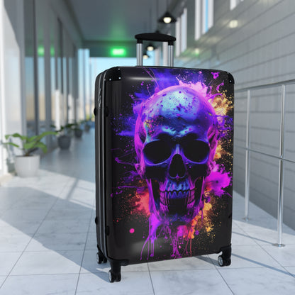 Vibrant Skull Suitcase - Perfect for Travel Lovers, Adventure Seekers, Halloween, Unique Gift, Colorful Luggage