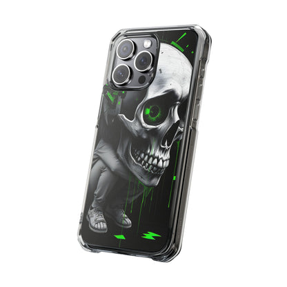 Edgy Skull Phone Case - Magnetic Clear Impact Cases, Unique Phone Cover, Goth Accessory, Halloween Gift, Stylish Tech Protection