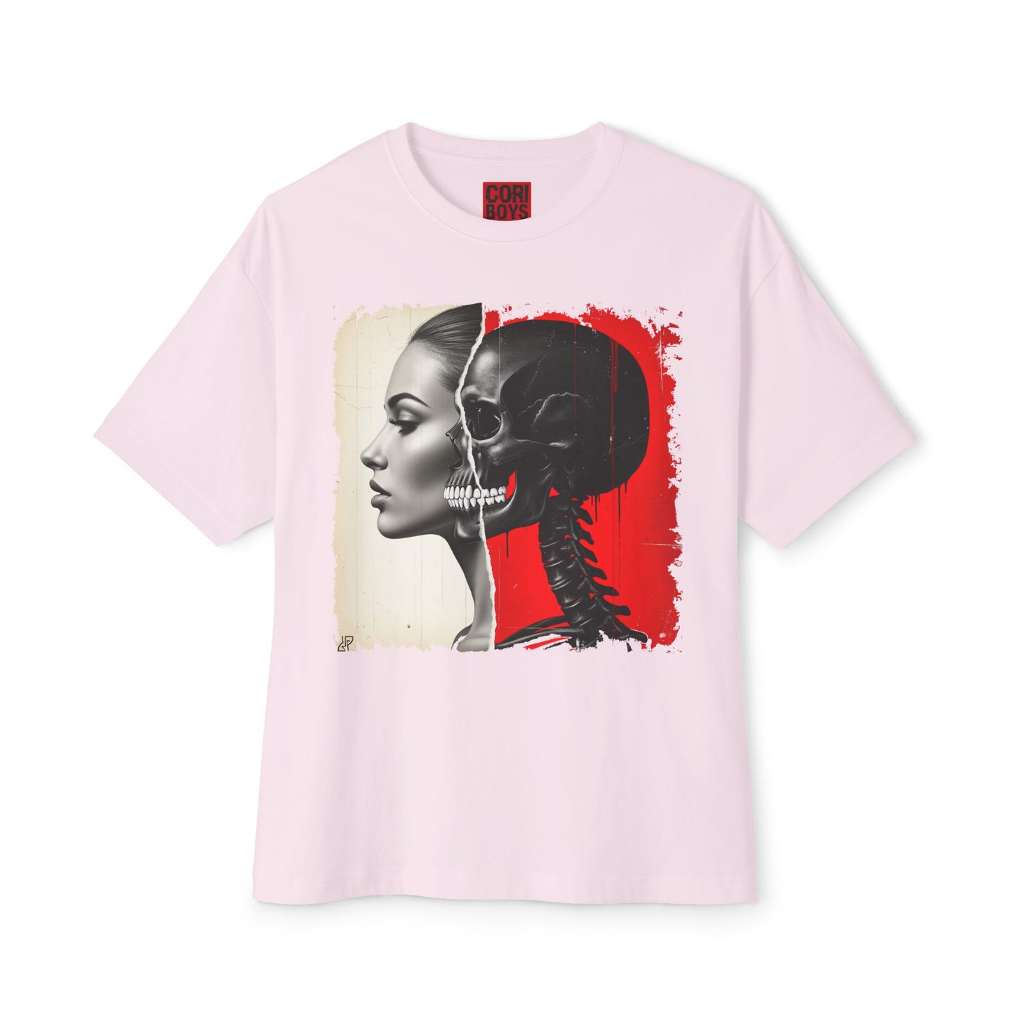 Artistic Unisex Oversized Tee - Skeleton & Profile Design, Graphic Tee for Casual Style, Unique Gift for Art Lovers, Streetwear
