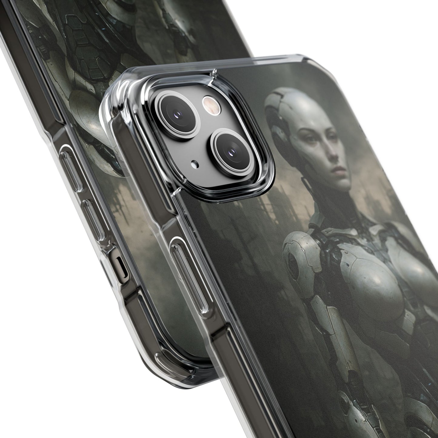 Futuristic Phone Case, Clear Impact Case with Sci-Fi Design, Smartphone Protection, Cyberpunk Aesthetic, Gift for Tech Lovers