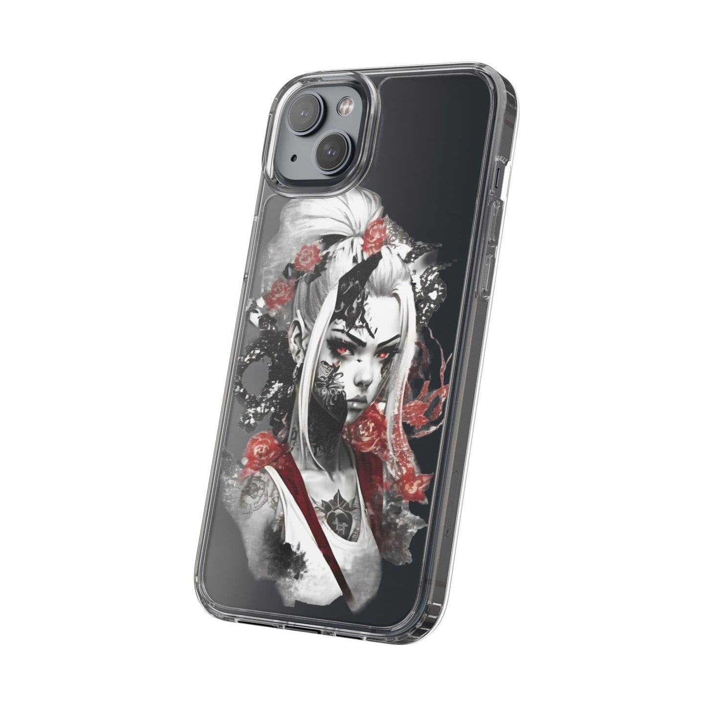 Artistic Clear Phone Case with Floral Design