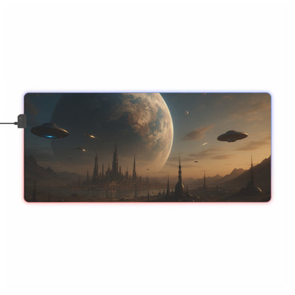 Futuristic LED Gaming Mouse Pad | LED Desk Mat for Gamers, RGB Mousepad, Gaming Accessories, Gamer Gift, Cyberpunk Decor