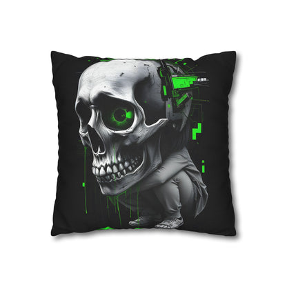 Edgy Skull Pillowcase | Gaming Decor, Modern Home Accent, Halloween Gift, Unique Couch Pillow, Cyberpunk Style