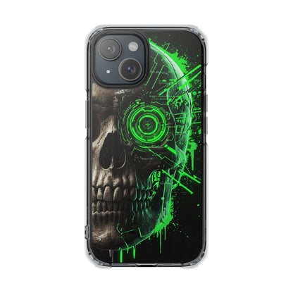 Skull Graphic Phone Case - Magnetic Clear Impact Cases, Skull Design, Unique Phone Protection, Edgy Gift for Tech Lovers