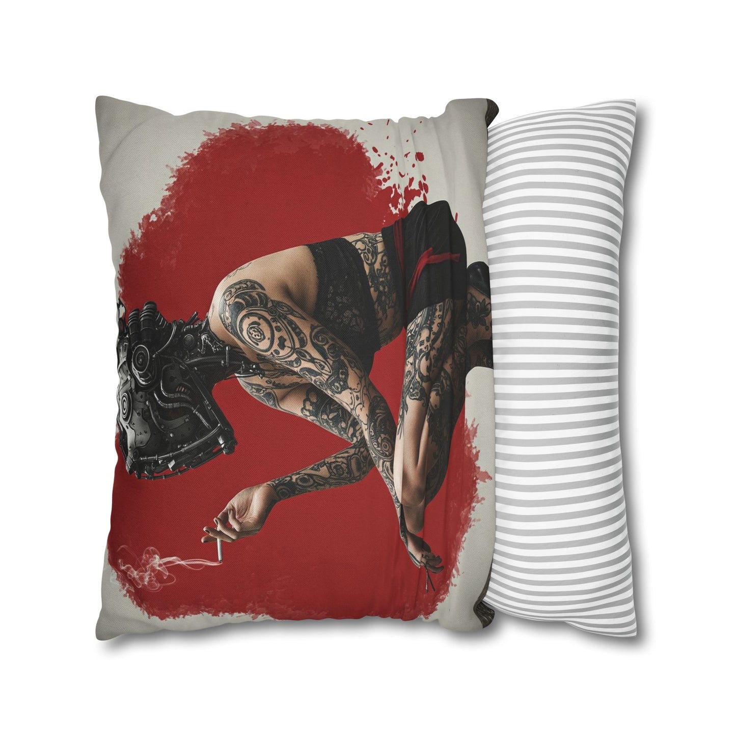 Edgy Tattoo Art Pillowcase | Boho Decor, Home Accent, Gift for Her, Trendy Cushion, Festival Style