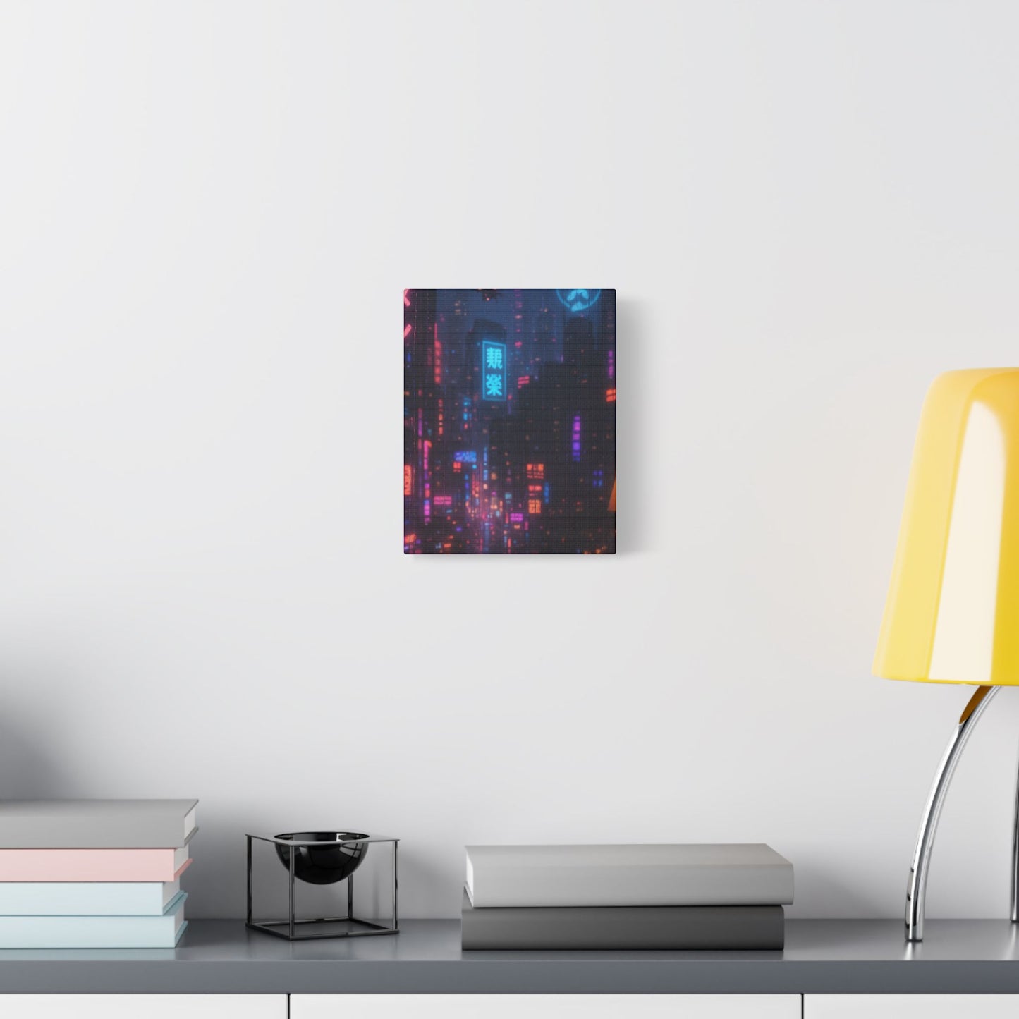 Urban Neon Art Canvas, Modern Wall Decor, Cyberpunk Artwork, Home Office Decoration, Gallery Style Print