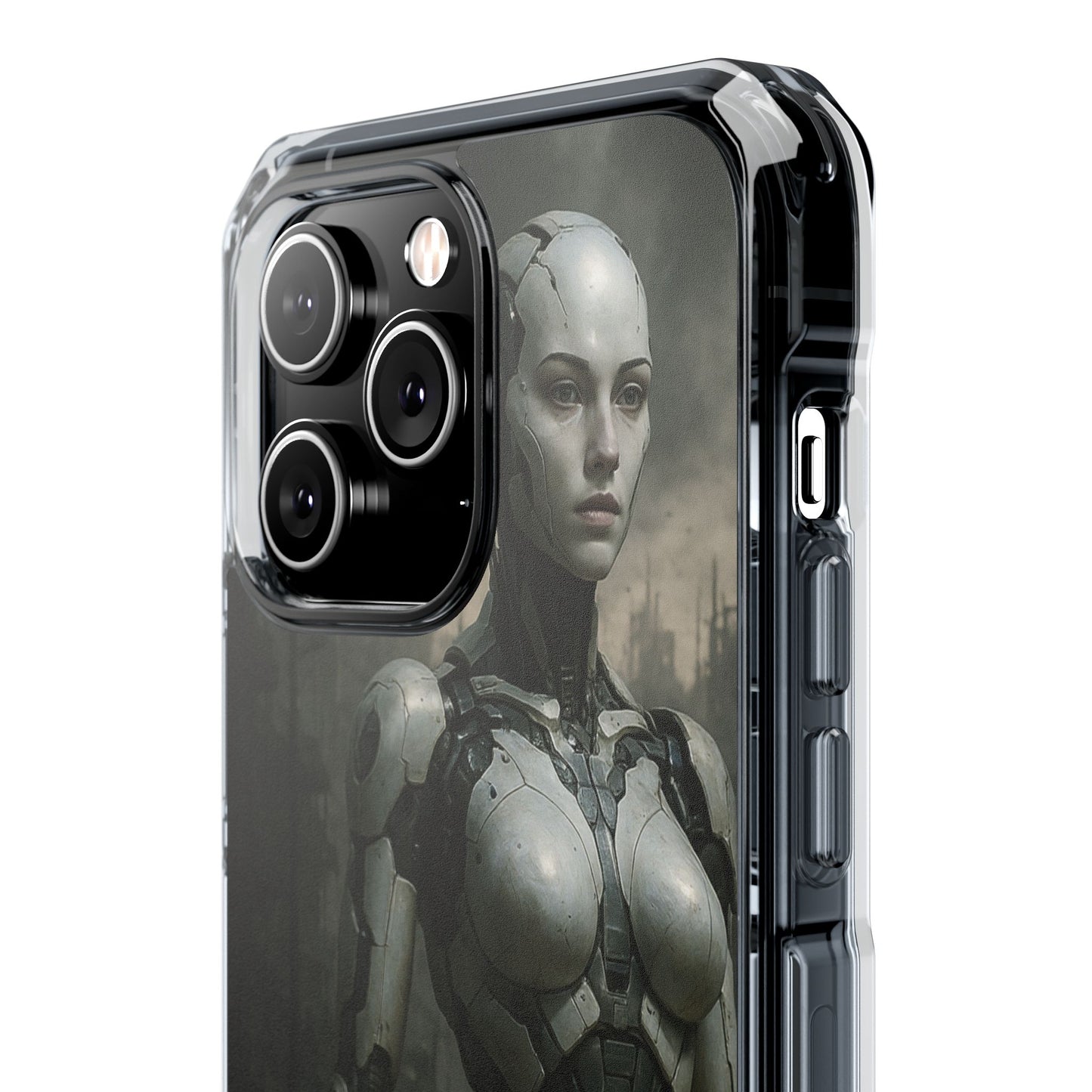 Futuristic Phone Case, Clear Impact Case with Sci-Fi Design, Smartphone Protection, Cyberpunk Aesthetic, Gift for Tech Lovers